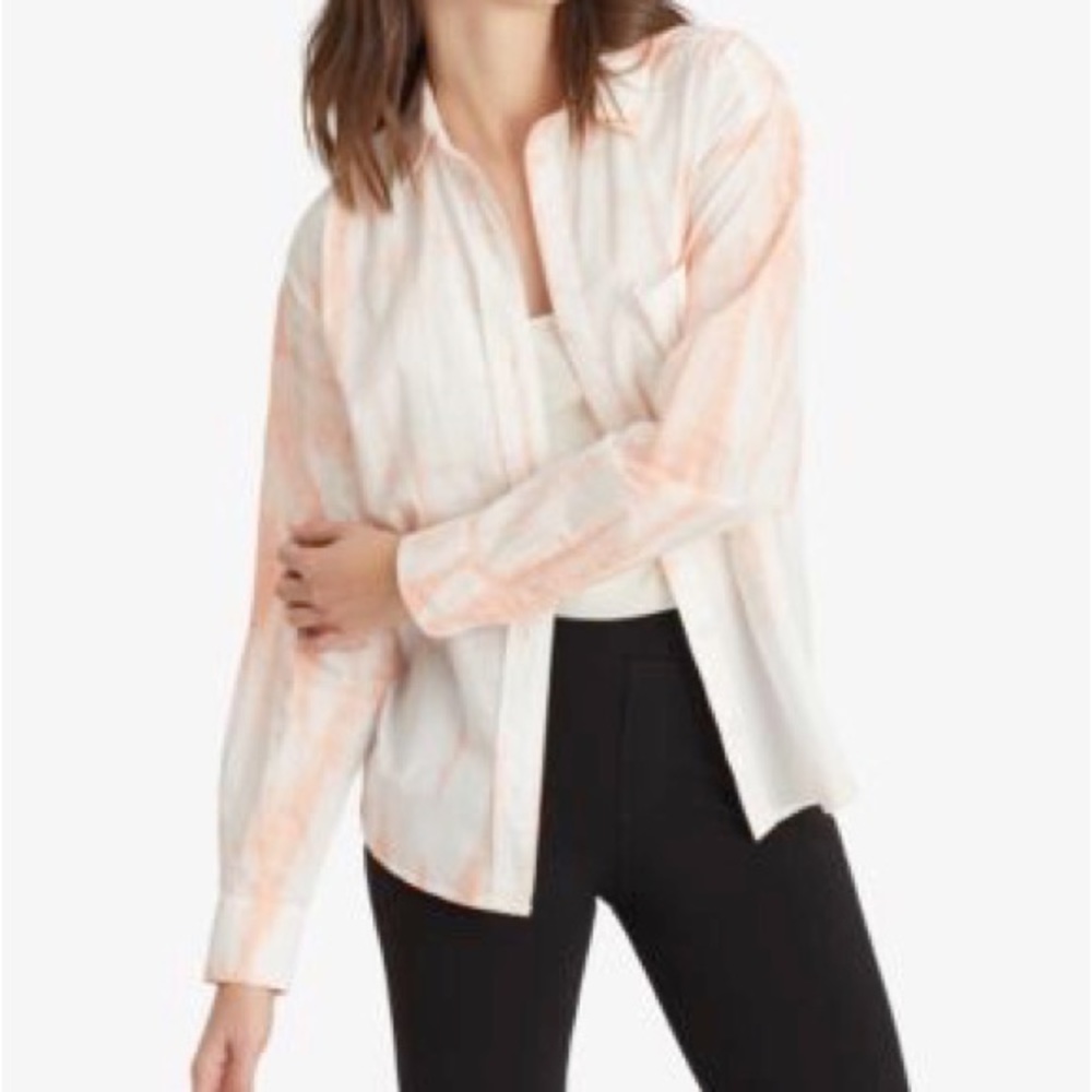 Sanctuary to dye for cotton shirt white coral size large